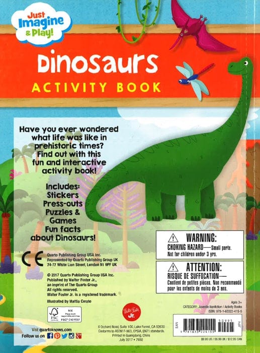 Just Imagine & Play! Dinosaurs Activity Book: Dinosaur Activity Book Includes: Stickers! Press-Outs! Puzzles & Games! For Discount